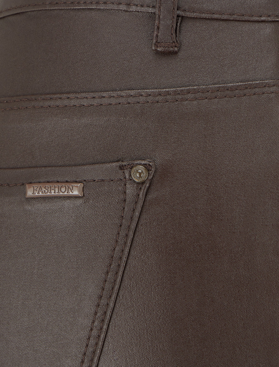 Jean skinny effet ciré - Marron - 3