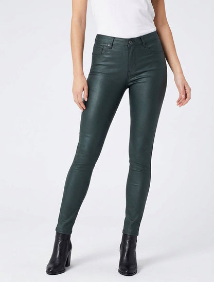 Jean skinny efecto encerado - Verde oscuro