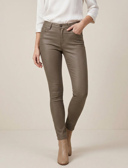 Jean skinny efecto encerado - Topo oscuro