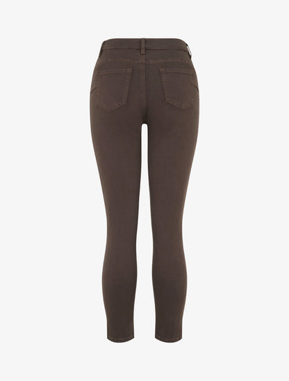 Jean slim uni à taille haute - Marron chocolat - 2