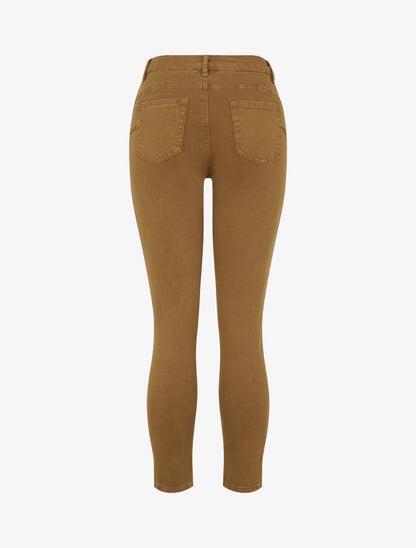 Jean slim uni à taille haute - Jaune moutarde - 2