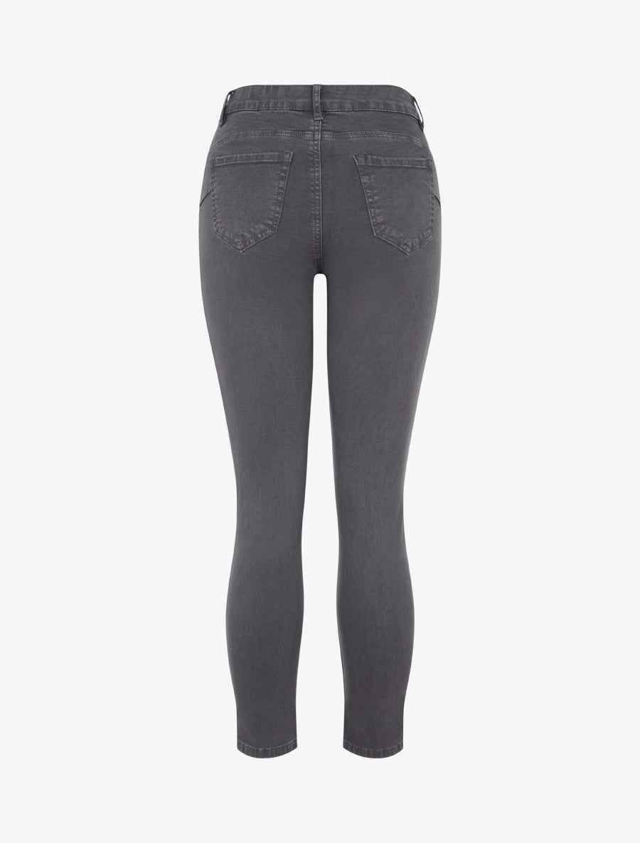 Jean slim uni à taille haute - Gris foncé - 2