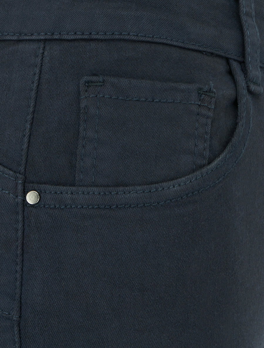 Jean slim uni à taille haute - Bleu nuit - 3