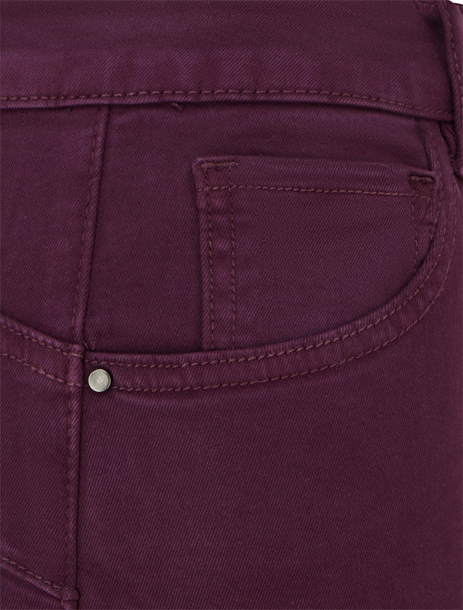 Jean slim uni à taille haute - Prune - 3