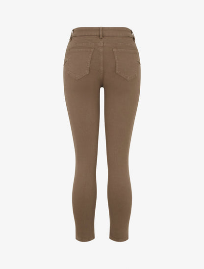 Jean slim uni à taille haute - Taupe foncé - 2
