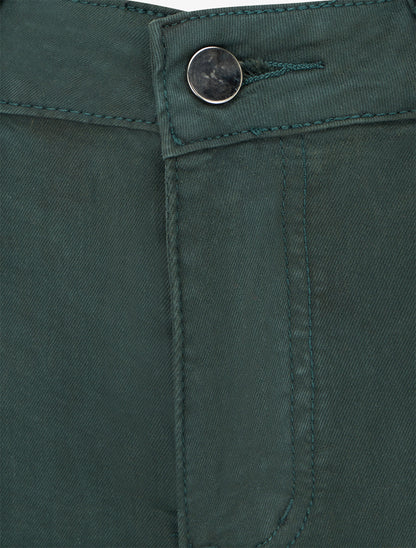 Jean slim uni à taille haute - Vert bouteille - 3