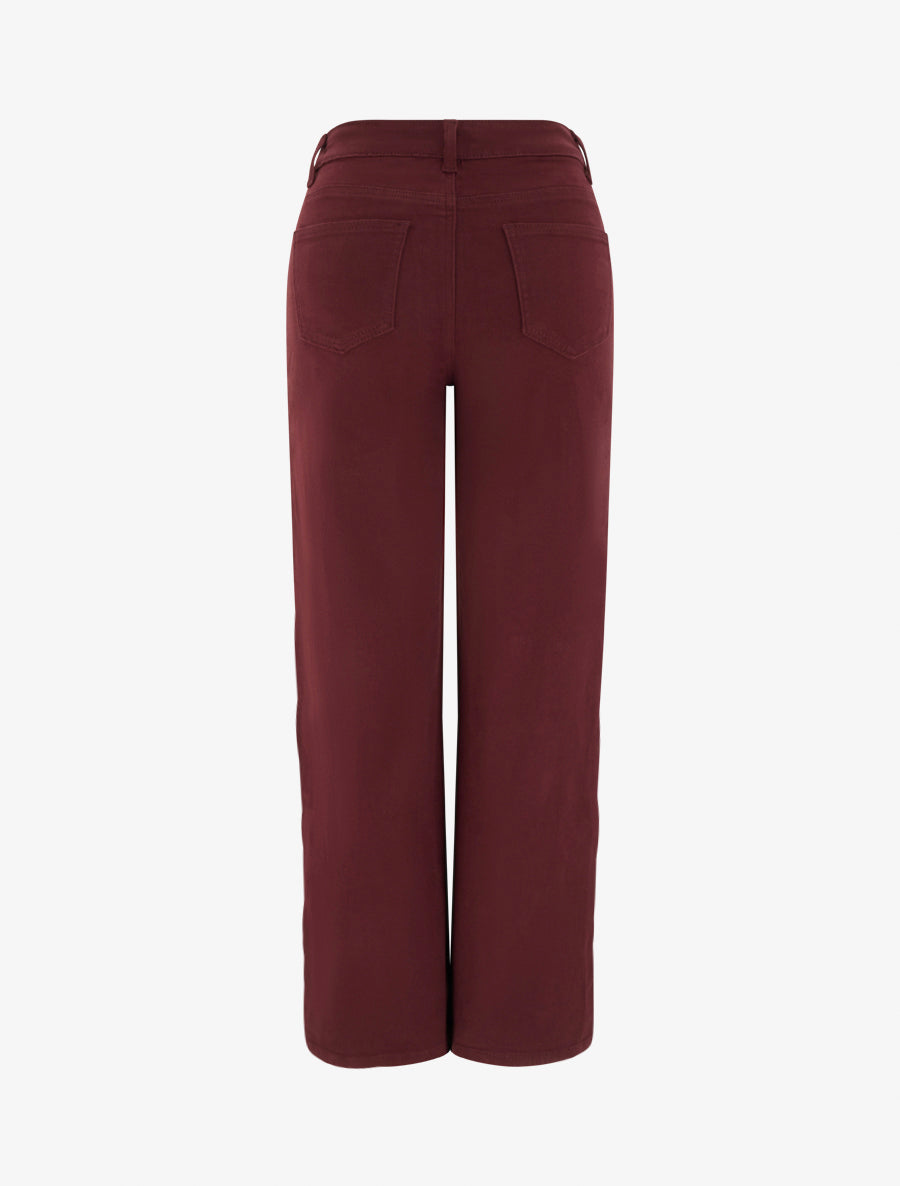 Jean wide leg uni à taille haute - Bordeaux - 2