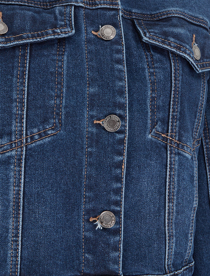 Veste en jean droite - Bleu - 3