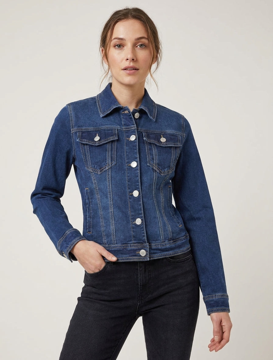 Chaqueta vaquera entallada - Azul