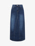 Jupe longue coupe droite en jean à coutures apparentes - Bleu - 1