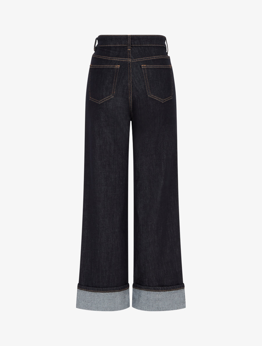Jean wide leg à revers - Bleu brut - 2