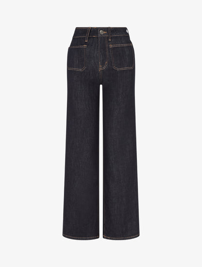 Jean wide leg poches plaquées - Bleu brut - 1