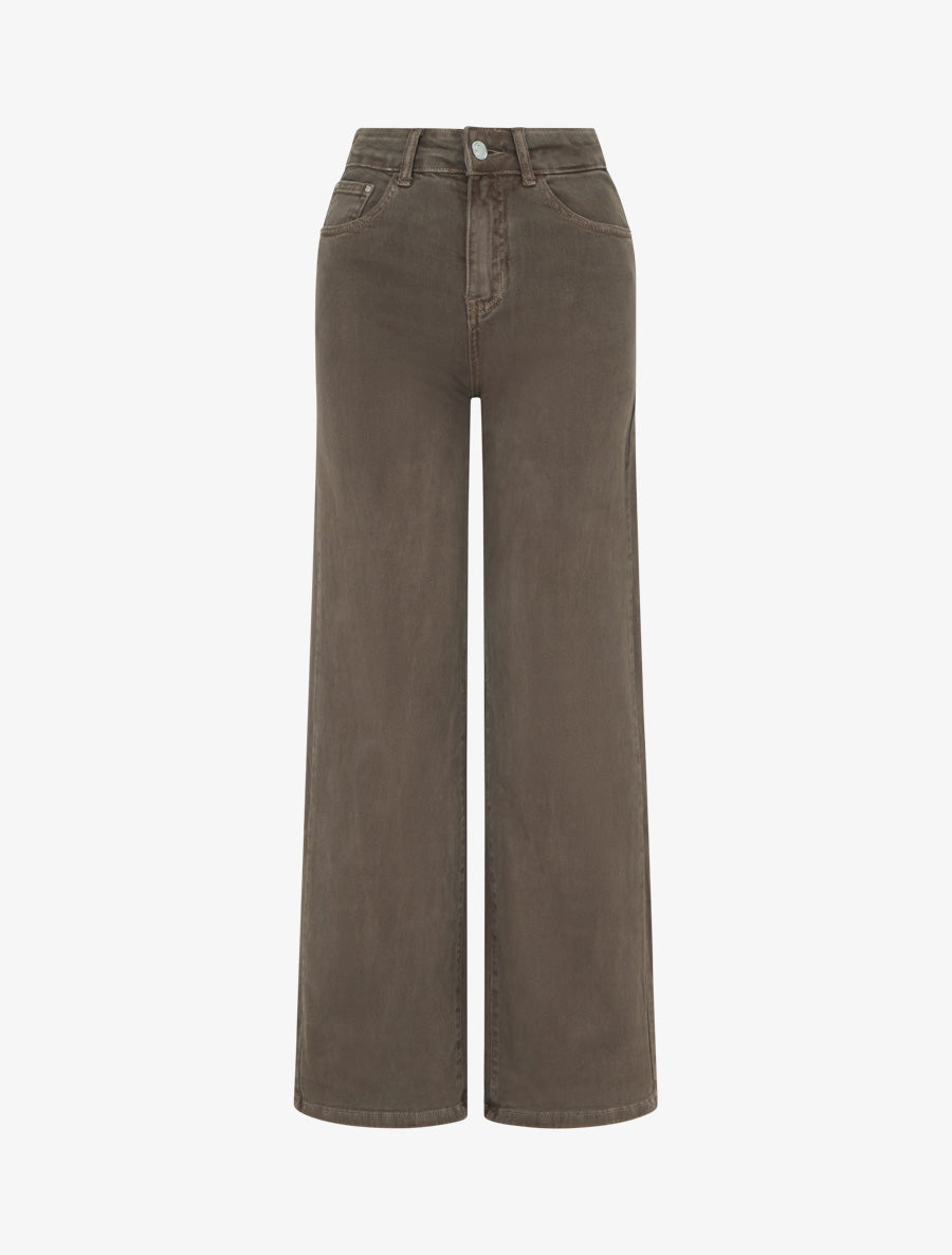 Jean uni wide leg - Taupe - 1