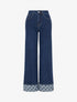 Jean wide leg revers imprimé pois - Bleu - 1