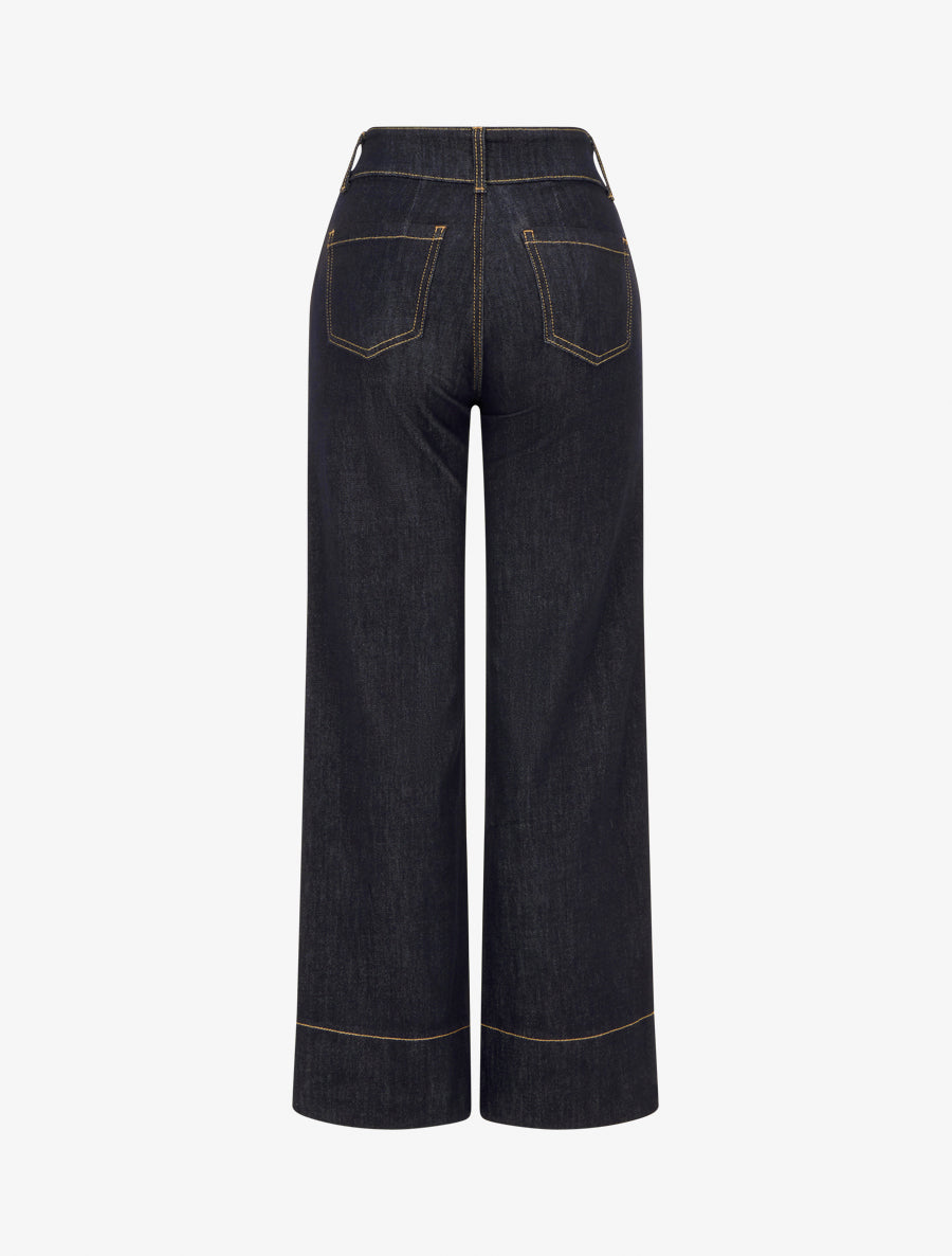 Jean wide leg fermeture 2 boutons - Bleu brut - 2
