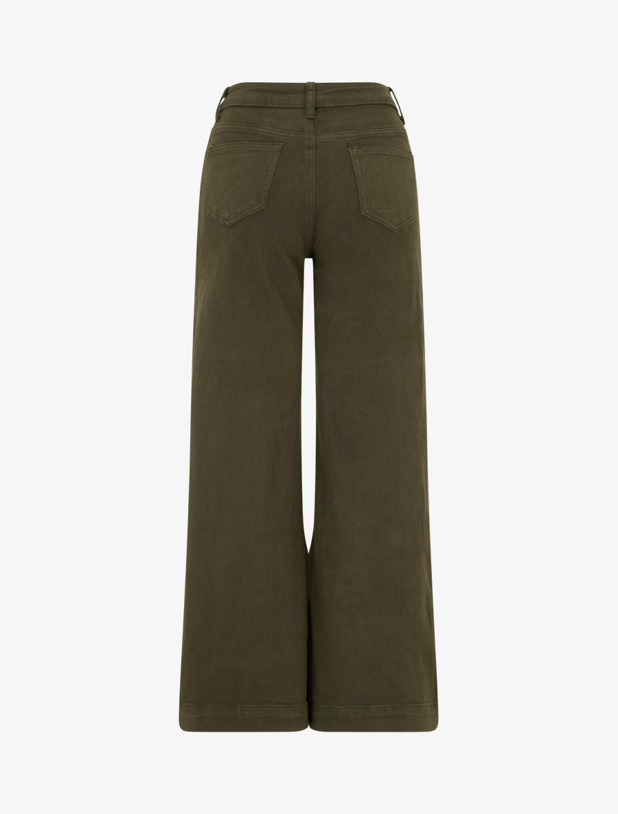 Jean wide leg uni taille haute - Kaki - 2
