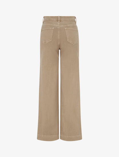 Jean wide leg uni taille haute - Beige - 2