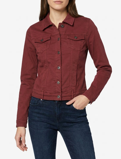 Chaqueta vaquera lisa de corte recto - Burdeos