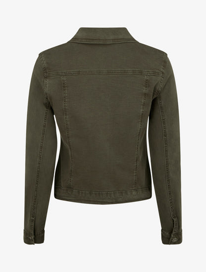 Veste en jean unie coupe droite - Kaki - 2