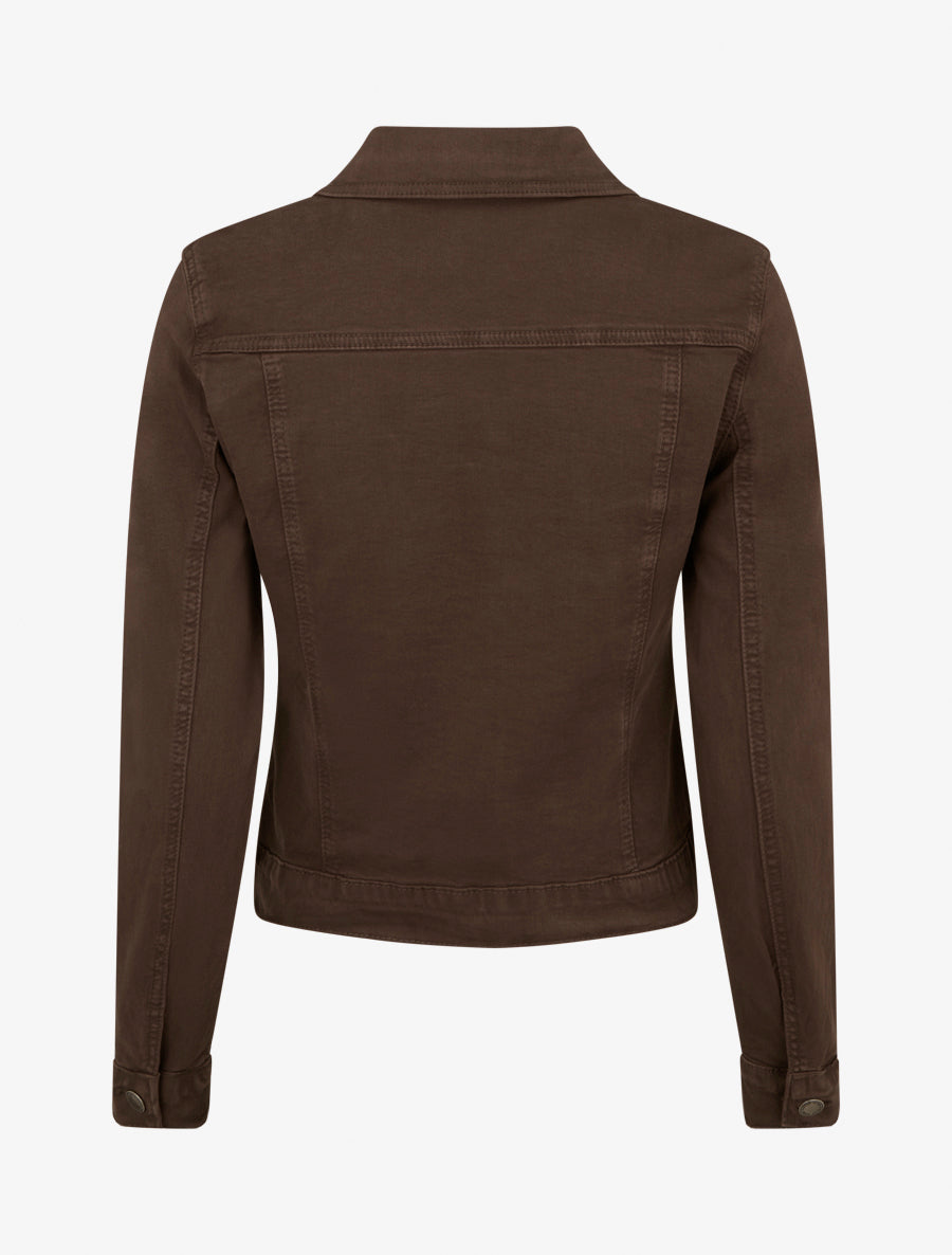 Veste en jean unie coupe droite - Marron - 2