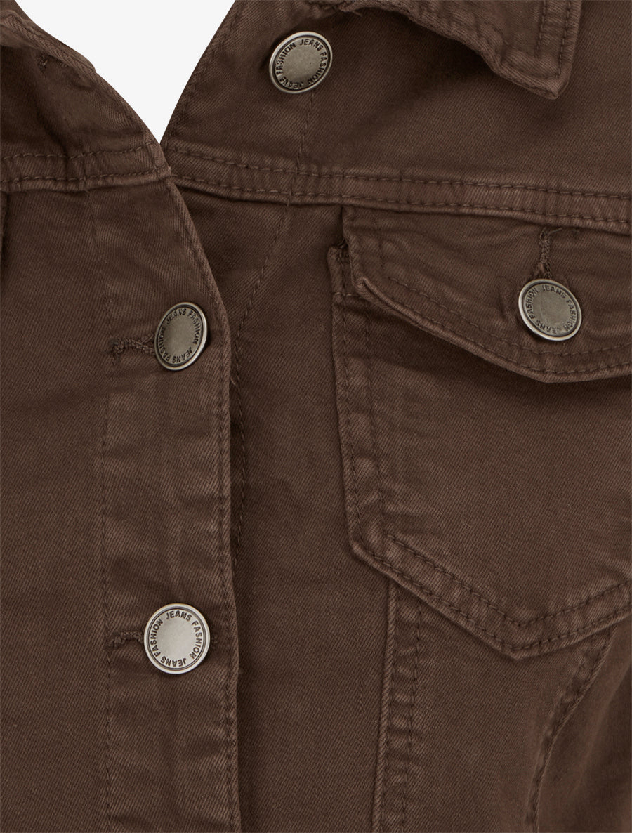 Veste en jean unie coupe droite - Marron - 3