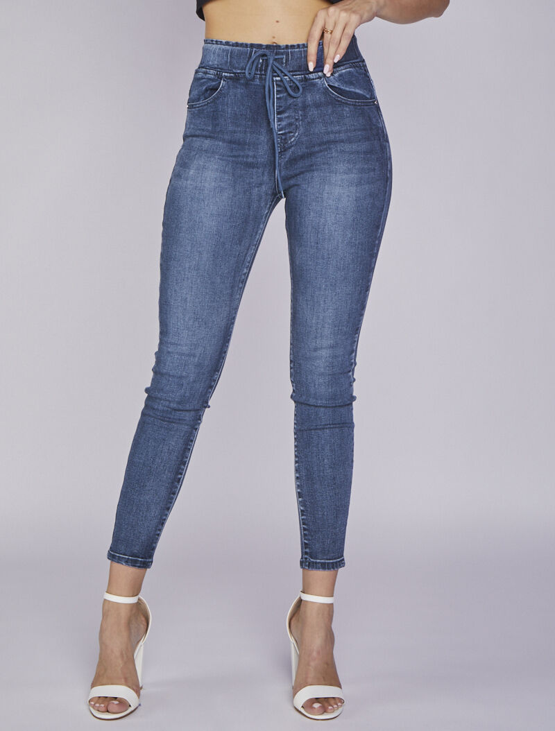 Jogpant en jean skinny délavé - Bleu denim - 6