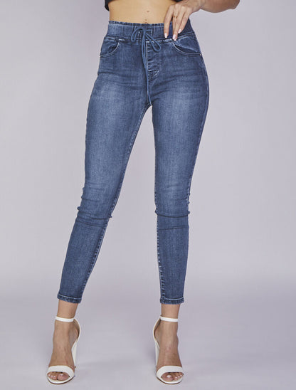 Jogpant en jean skinny délavé - Bleu denim - 6