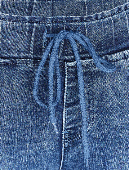 Jogpant en jean skinny délavé - Bleu denim - 5