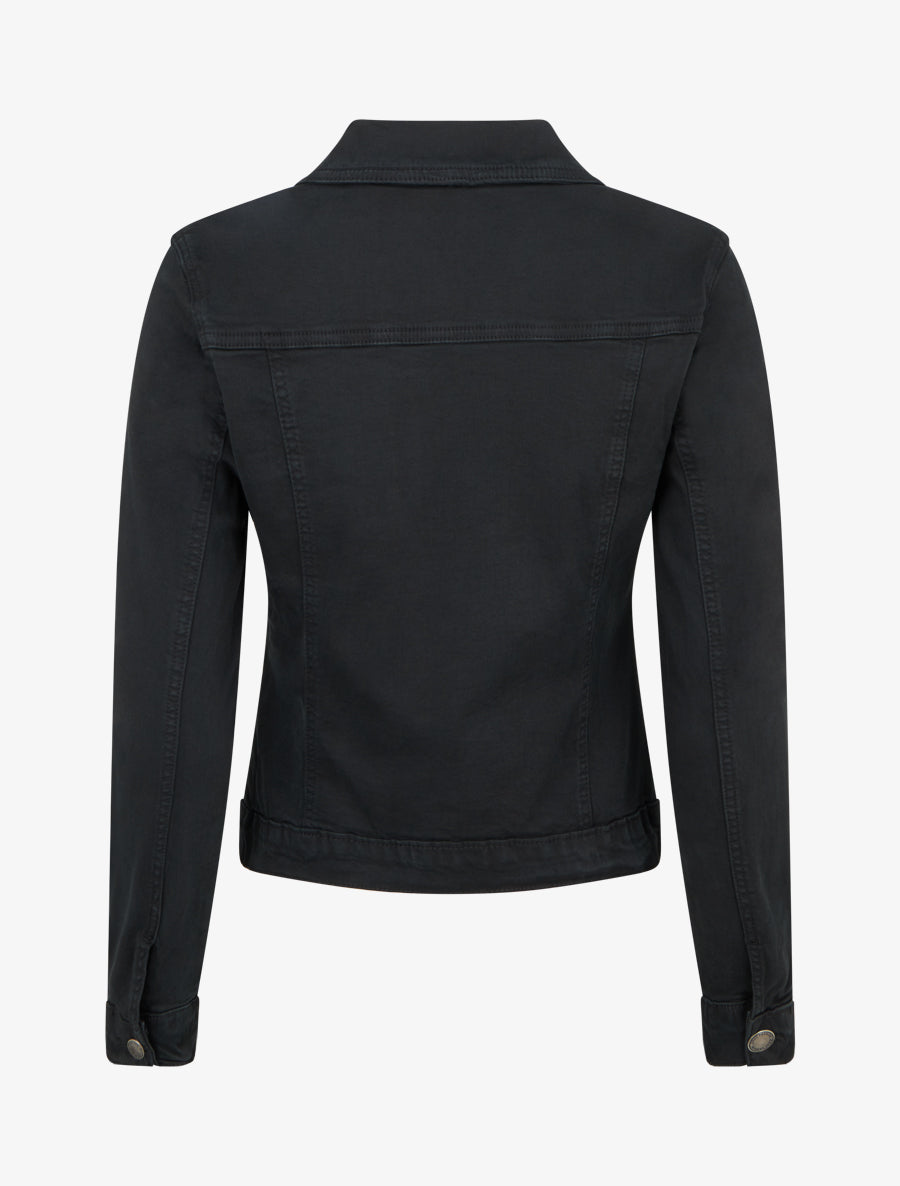 Veste en jean unie coupe droite - Noir - 2