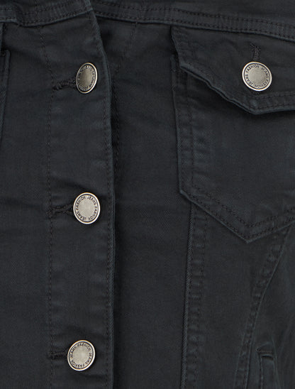 Veste en jean unie coupe droite - Noir - 3