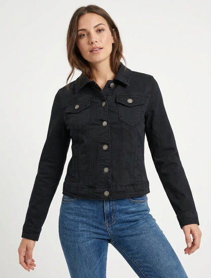 Chaqueta vaquera lisa de corte recto - Negro
