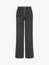 Jean droit avec fermeture boutons broderie florale - Noir - 1