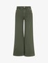 Jean uni wide leg à boutons nacrés - Kaki - 1
