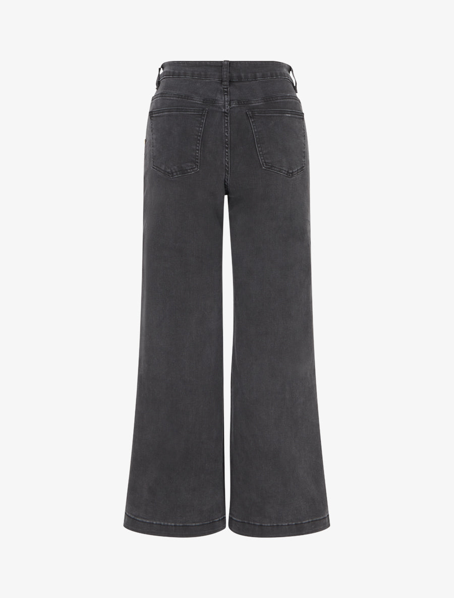 Jean wide leg à boutons nacrés - Anthracite - 2