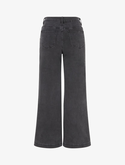 Jean wide leg à boutons nacrés - Anthracite - 2