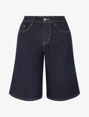 Bermuda en jean taille haute - Bleu brut - 1