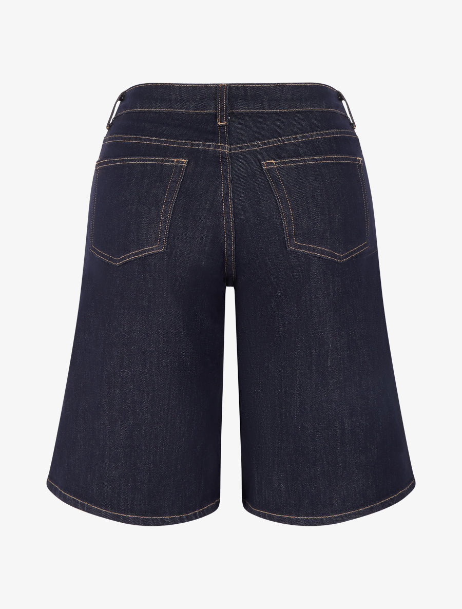 Bermuda en jean taille haute - Bleu brut - 2