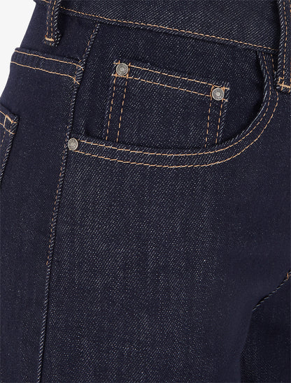 Bermuda en jean taille haute - Bleu brut - 3