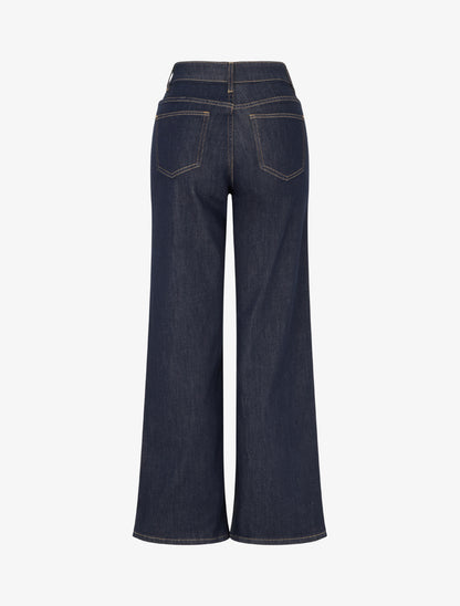 Jean wide leg taille haute à 4 poches - Bleu brut - 2