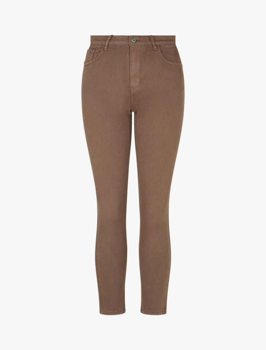 Jean à motifs sequins aux poches coupe skinny - Camel - 1