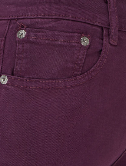 Jean slim uni taille haute - Prune - 3