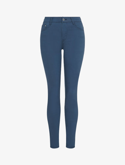 Jean slim uni à taille standard - Bleu - 1