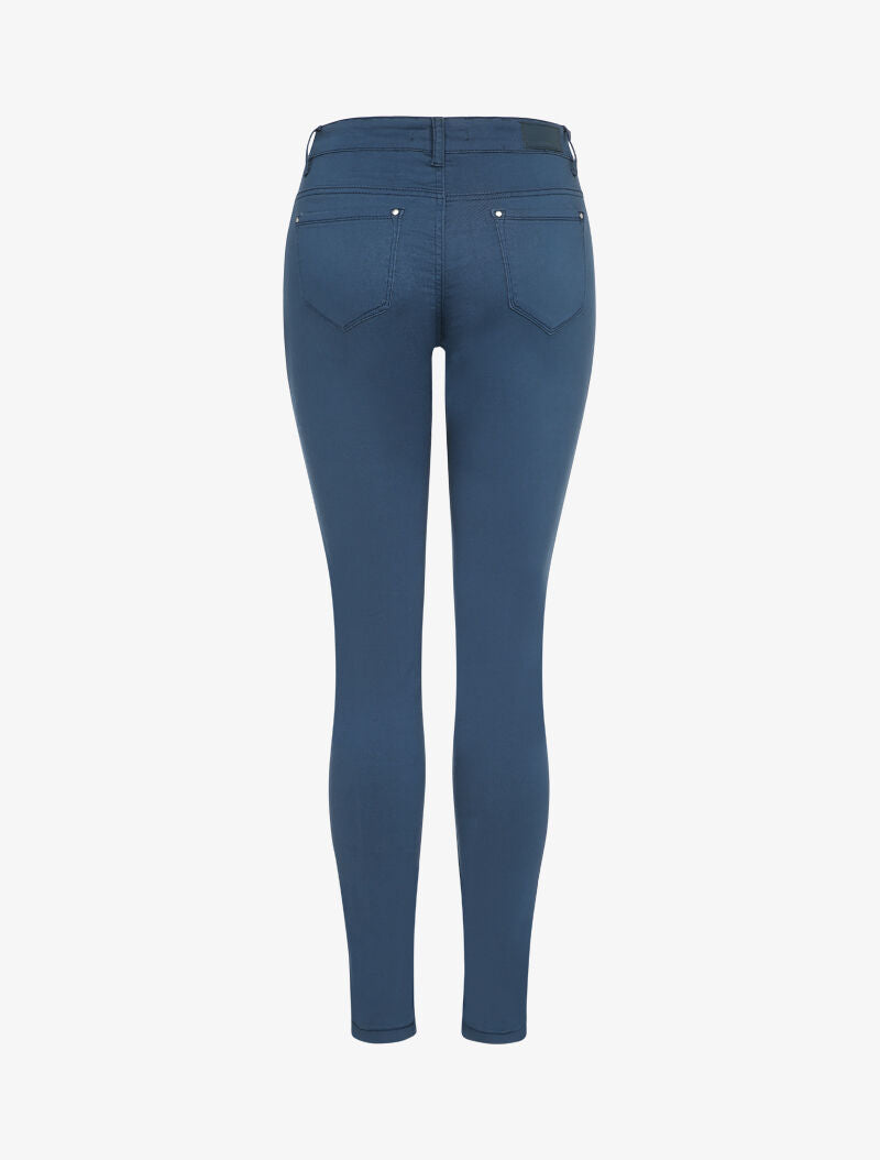 Jean slim uni à taille standard - Bleu - 2