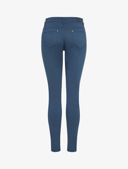 Jean slim uni à taille standard - Bleu - 2