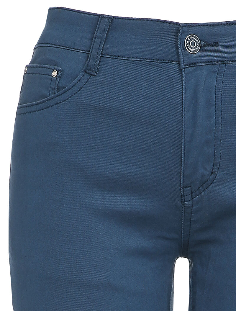 Jean slim uni à taille standard - Bleu - 3