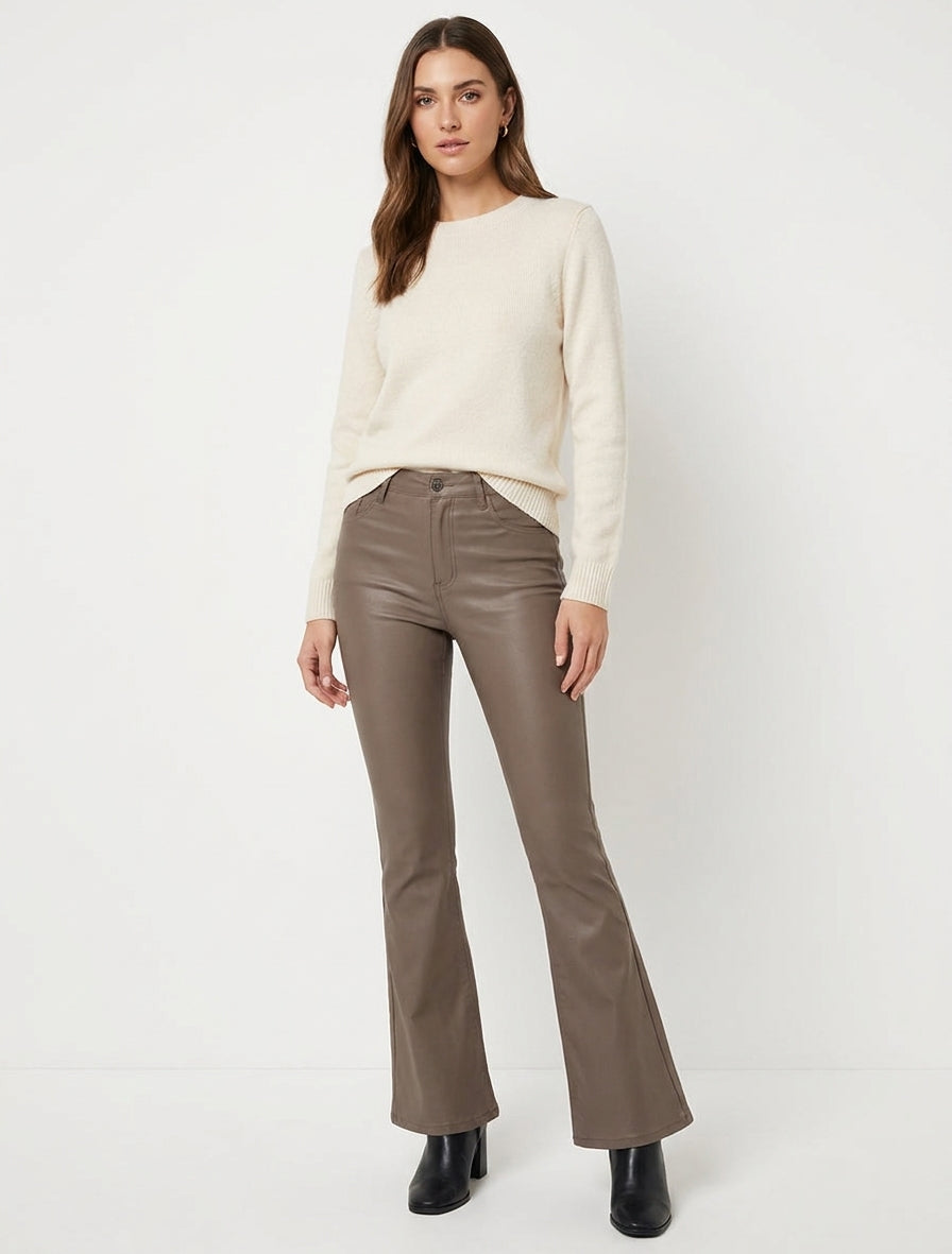 Pantalón acampanado revestido - Topo oscuro
