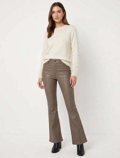 Pantalón acampanado revestido - Topo oscuro