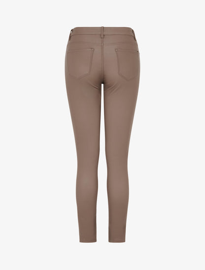 Pantalon slim en simili effet enduit - Taupe foncé - 2