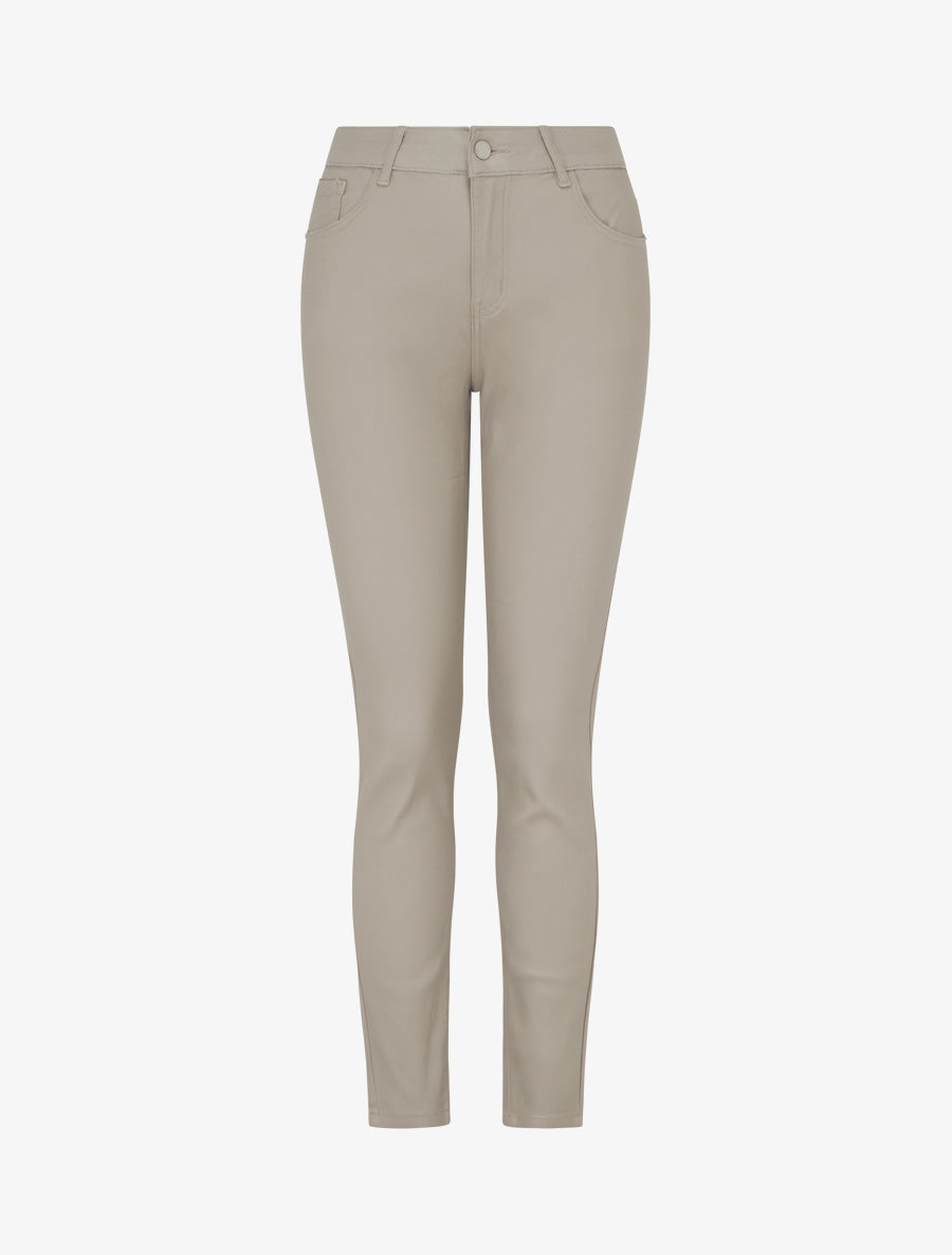 Pantalon slim en simili effet enduit - Beige - 1