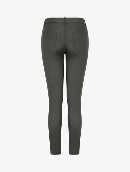 Pantalon slim en simili effet enduit - Kaki foncé - 2
